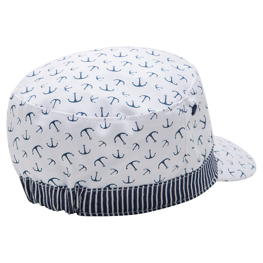 Casquette en twill avec ancres printées all-over et galon rayé 