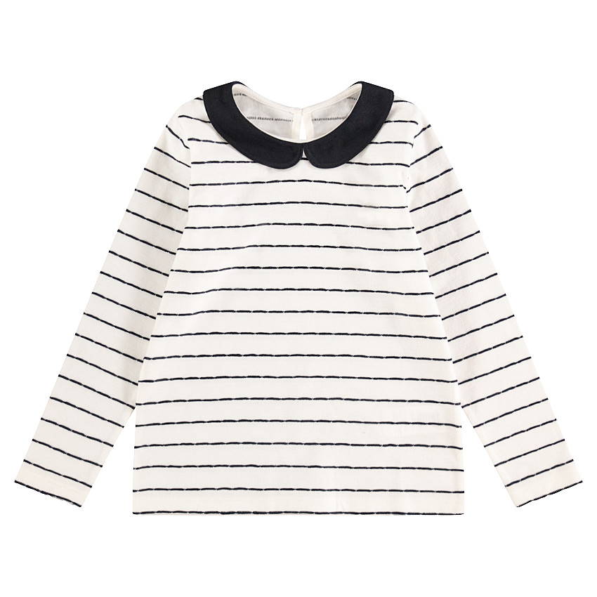 Tee-shirt manches longues rayé avec col Claudine 