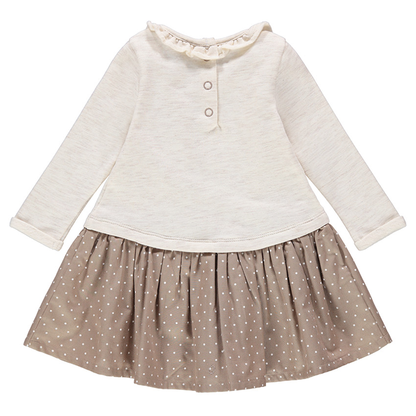 Robe effet 2 en 1 avec bas volanté à pois et poche forme coeur 