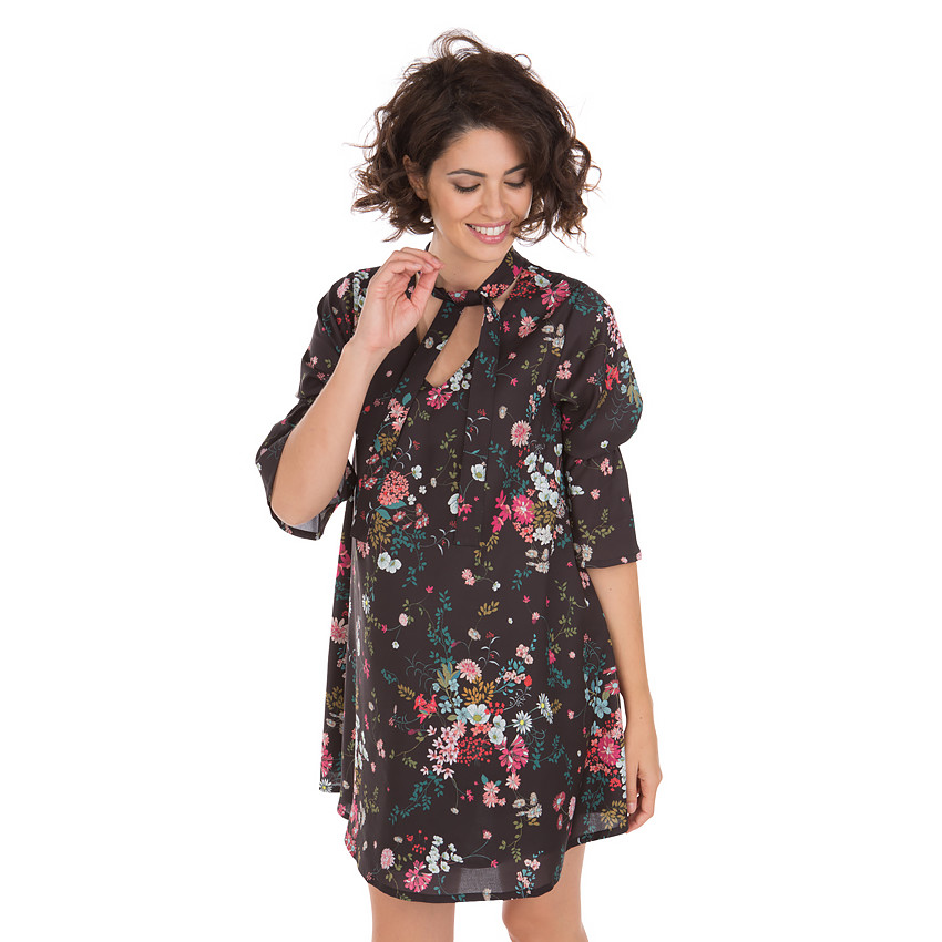 Robe de grossesse ample imprimée fleurs all-over 