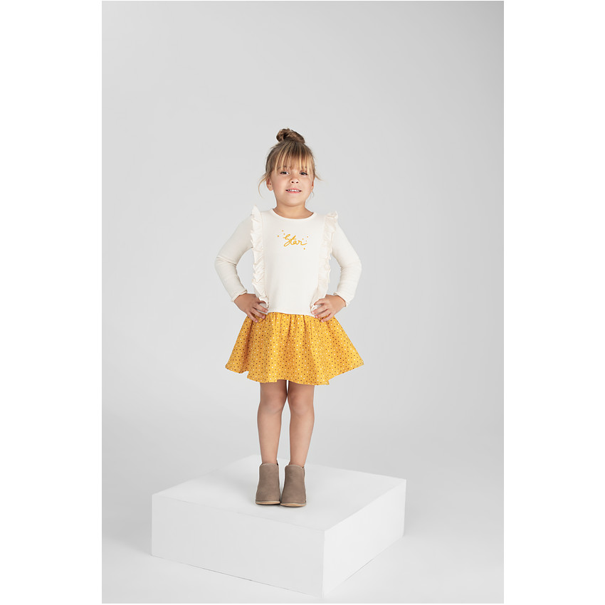 Robe en tricot effet 2 en 1 avec bas volanté imprimé pois 