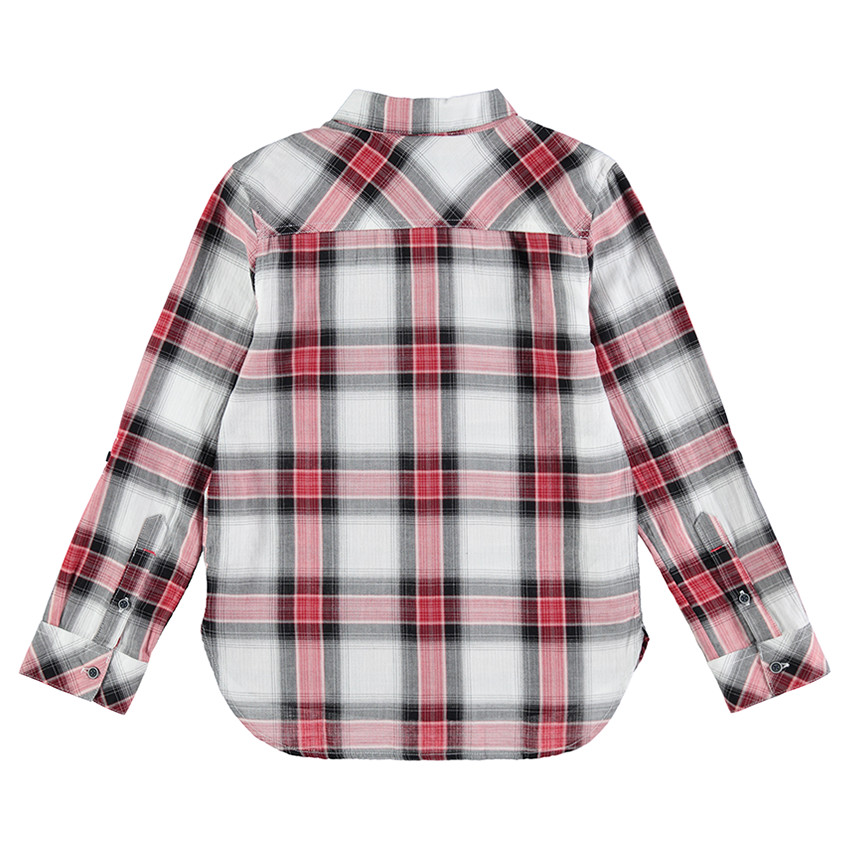 Junior - Chemise manches longues à grands carreaux contrastés et poche 