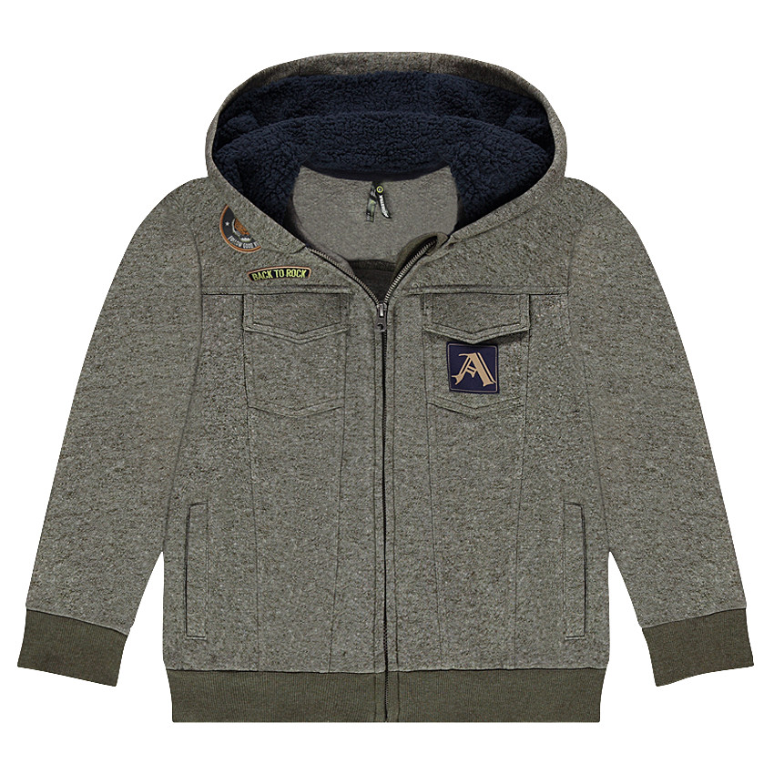 Junior - Gilet à capuche en molleton avec capuche doublée sherpa 