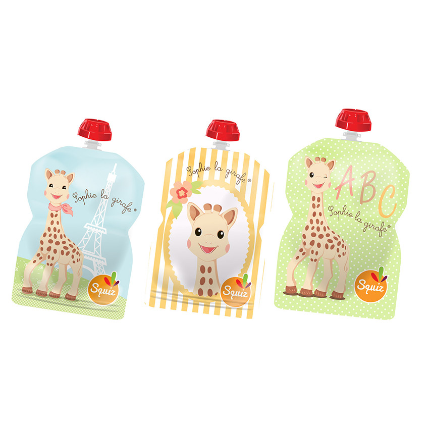 Lot de 3 gourdes nomades Sophie la Girafe - 90 ml 