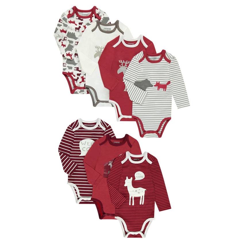 Lot de 7 bodies manches longues prints thème forêt 