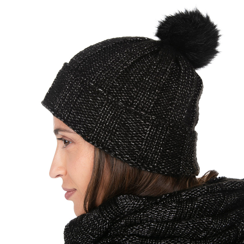 Ensemble bonnet et snood en tricot mélangé de fil brillant 