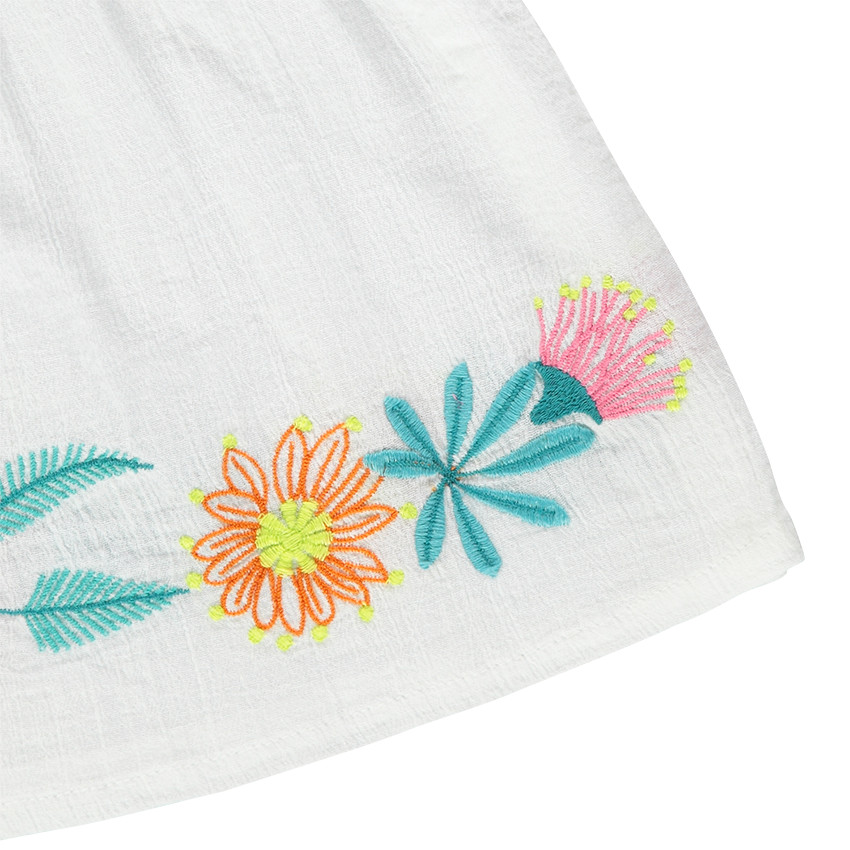 Tunique évasée brodée en crépon de coton 