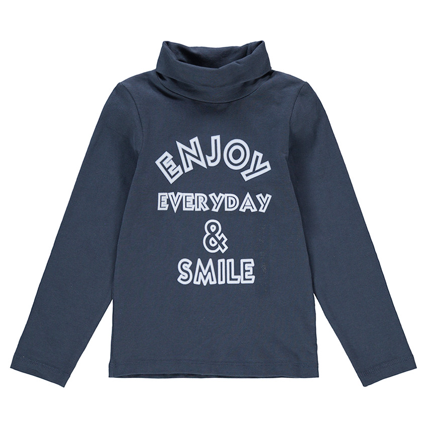 Sous-pull en jersey col roulé avec message printé 