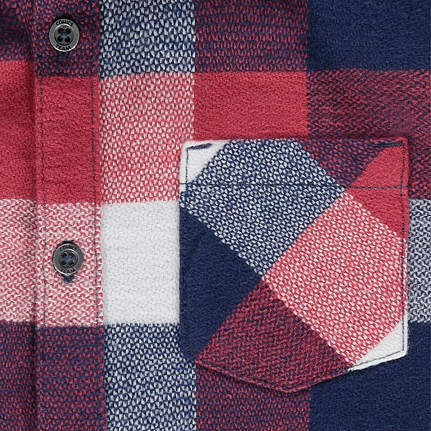 Chemise manches longues à grands carreaux contrastés 