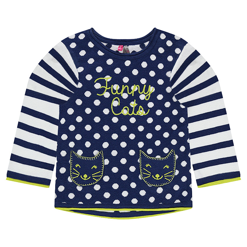 Pull en tricot à pois et rayures en jacquard 