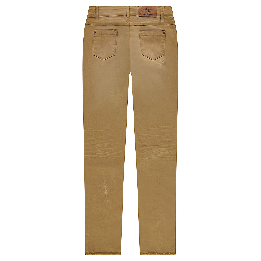 Jeans effet used et crinkle avec fleurs brodées 