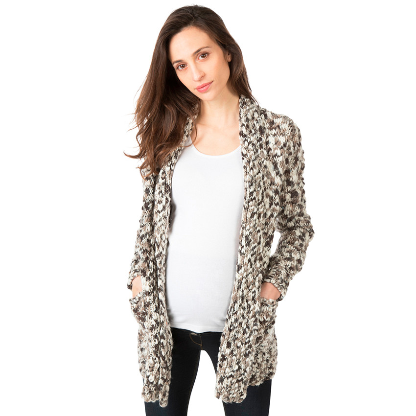 Gilet de grossesse en maille épaisse avec fil argenté 