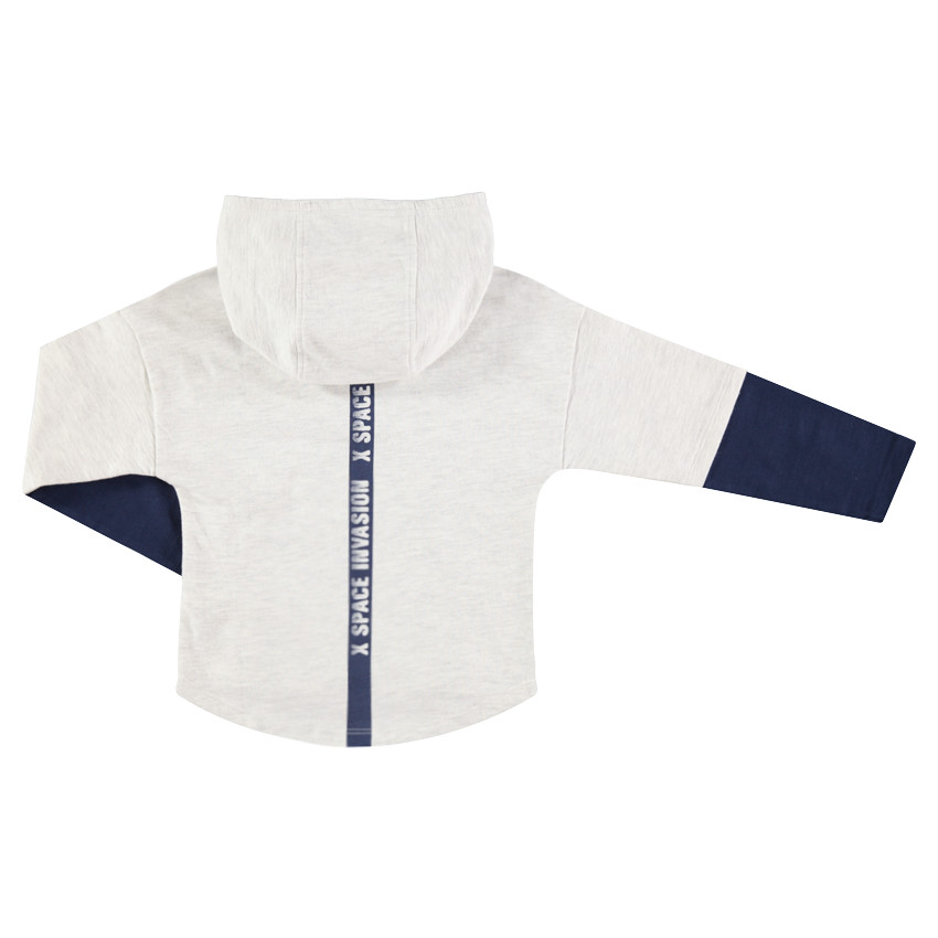 Tee-shirt manches longues à capuche effet 2 en 1 print soucoupes volantes 