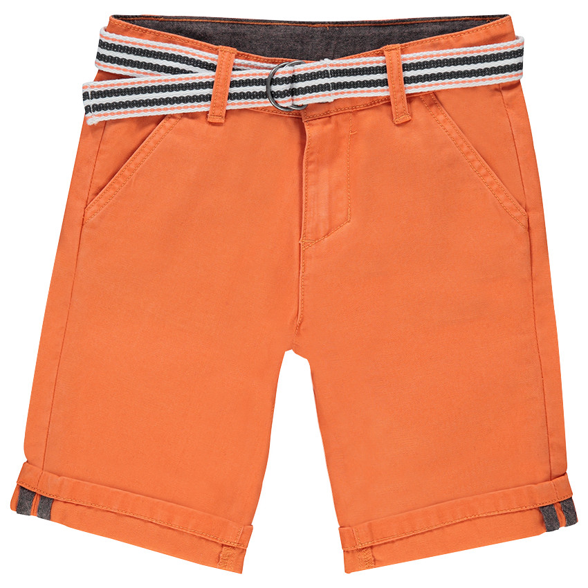 Bermuda en twill uni avec ceinture amovible ajustable 