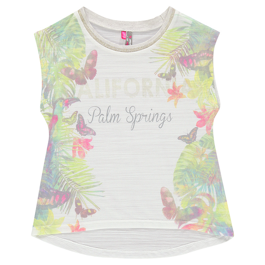 Tunique manches courtes en jersey slub imprimé floral 