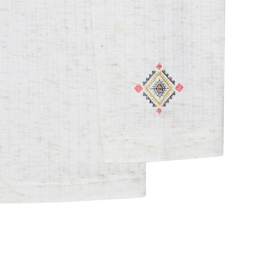 Sous-pull côtelé mélangé de fil doré avec print 