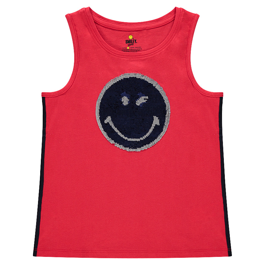 Junior - Débardeur uni avec Smiley en sequins magiques 
