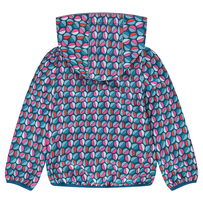 Coupe-vent à capuche amovible imprimé all-over doublé micropolaire 