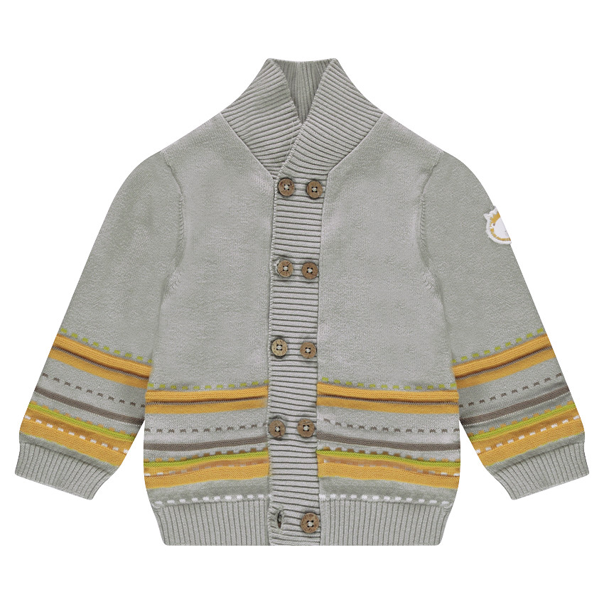 Gilet en tricot avec motifs jacquard et badge lion 