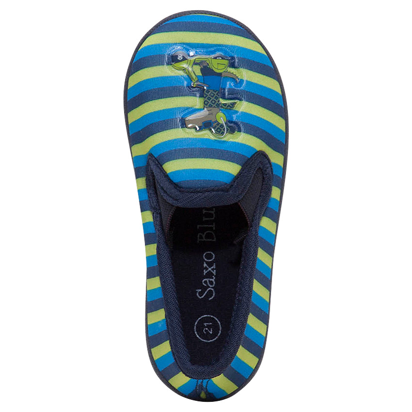 Chaussons bas à rayures contrastées avec patch plastifié fantaisie 