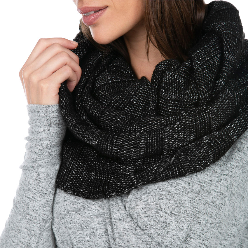 Ensemble bonnet et snood en tricot mélangé de fil brillant 