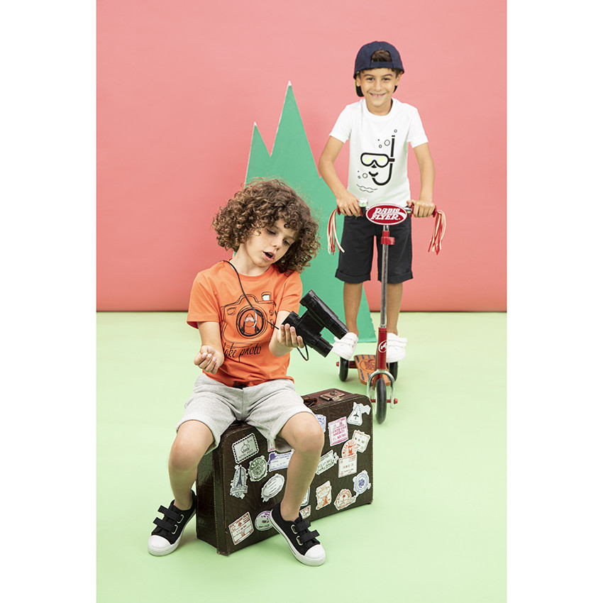 T-shirt manches courtes print plongeur avec hublot plastifié 