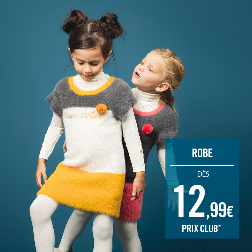 Robe manches courtes bicolore en tricot poil 