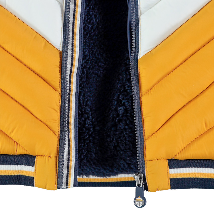 Doudoune matelassée tricolore à  capuche 