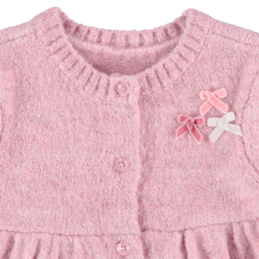 Gilet en tricot chiné avec noeuds en velours 