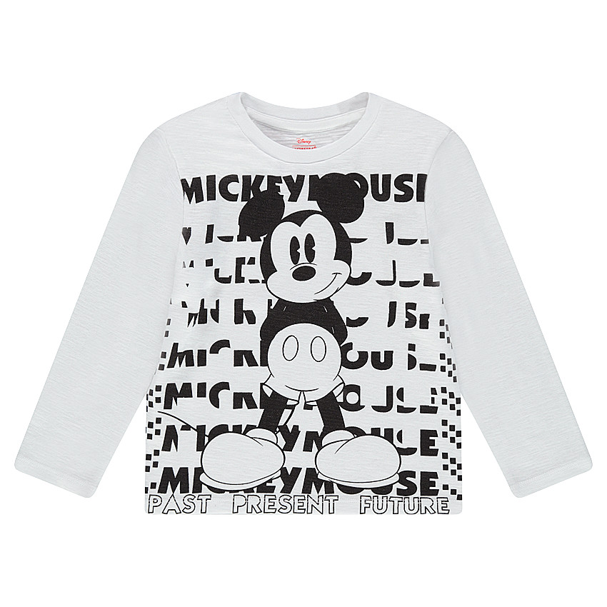Tee-shirt manches longues en jersey slub avec print Disney Mickey 