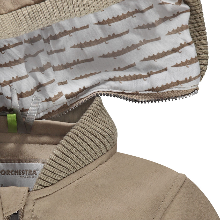 Veste effet cuir à capuche amovible avec yeux printés 