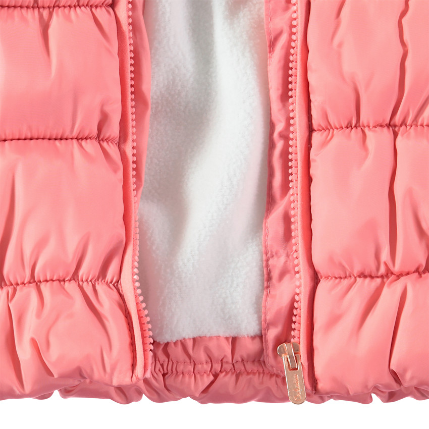 Doudoune matelassée doublée micropolaire à capuche et logo printé 