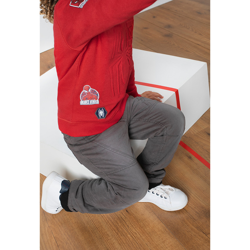 Pantalon droit en popeline de coton doublé micropolaire 