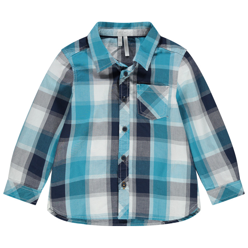 Chemise manches longues à carreaux et poche 