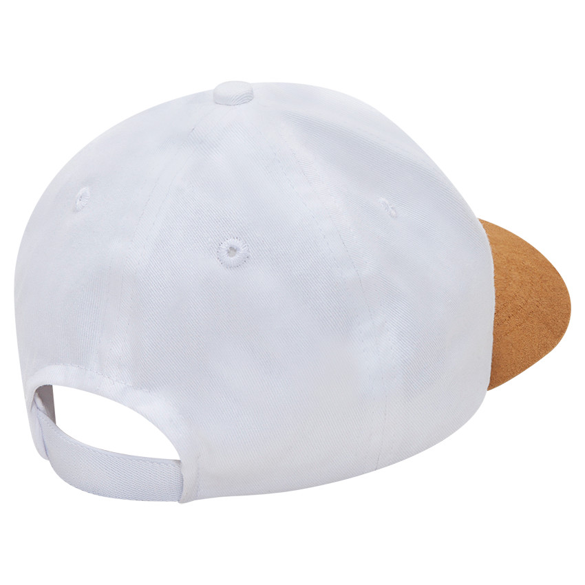 Casquette en twill avec visière effet daim camel 