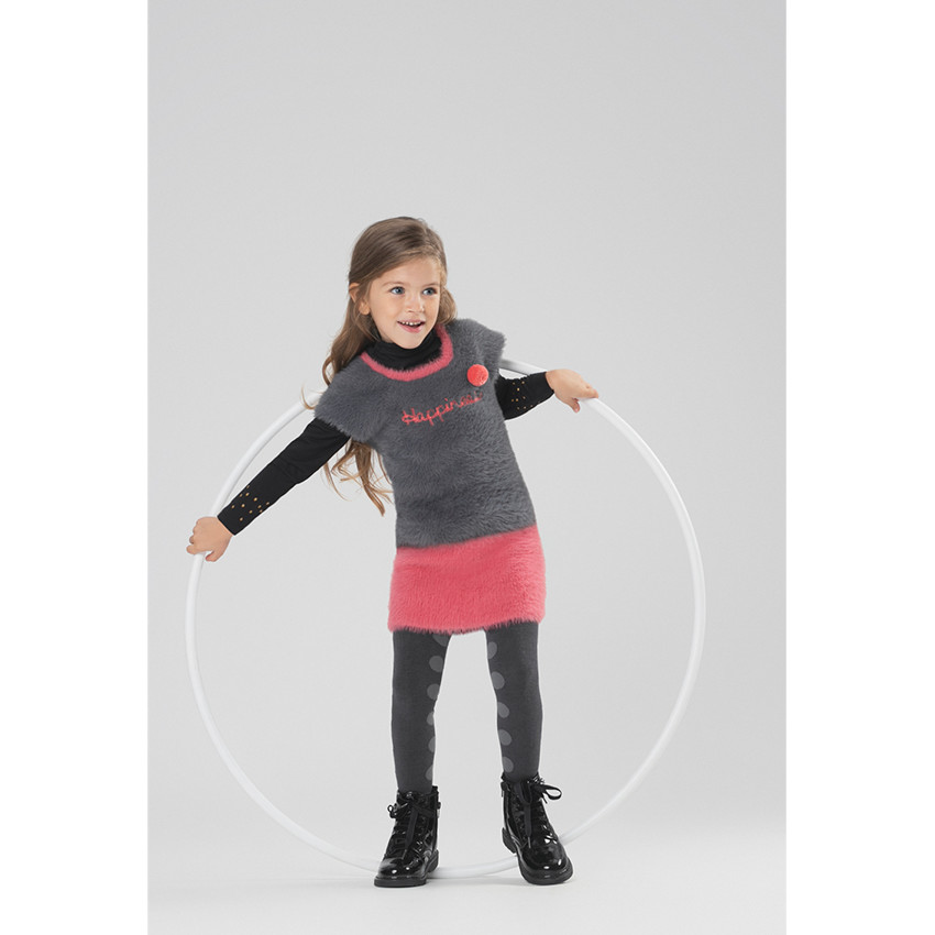 Robe manches courtes bicolore en tricot poil 