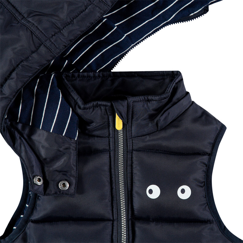 Doudoune matelassée doublée jersey à rayures et capuche amovible 