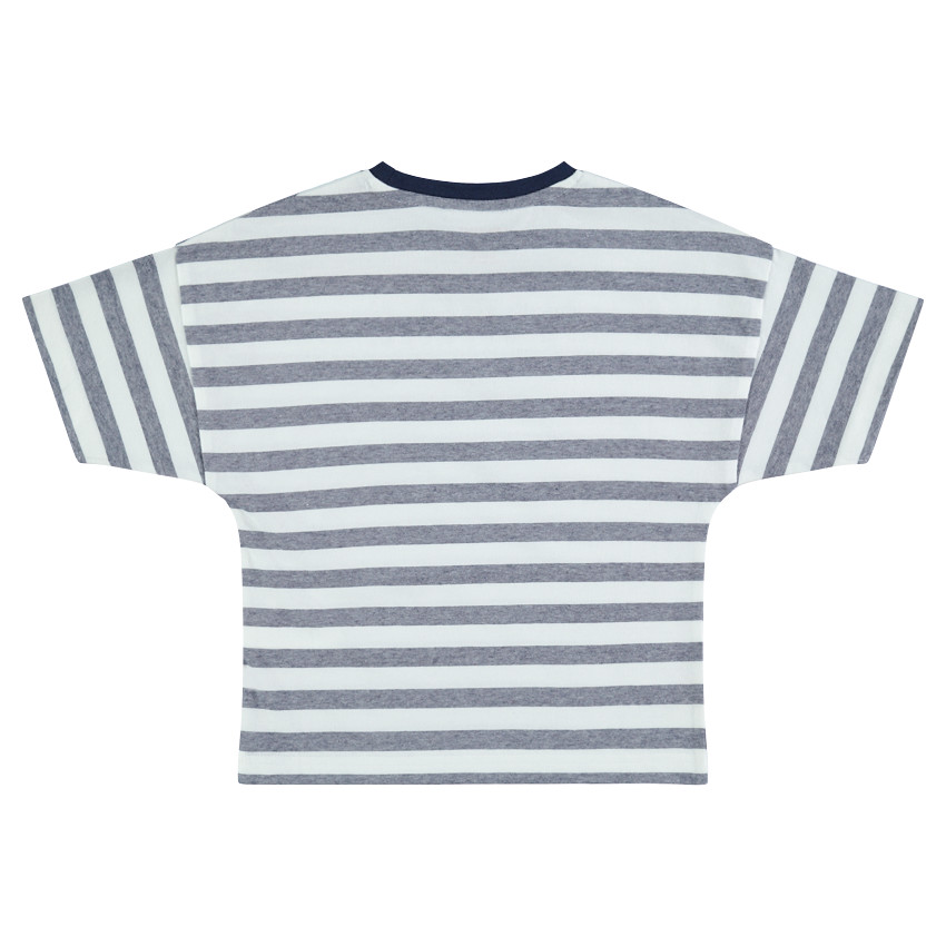 Tee-shirt manches courtes à rayures all-over avec inscription printée 