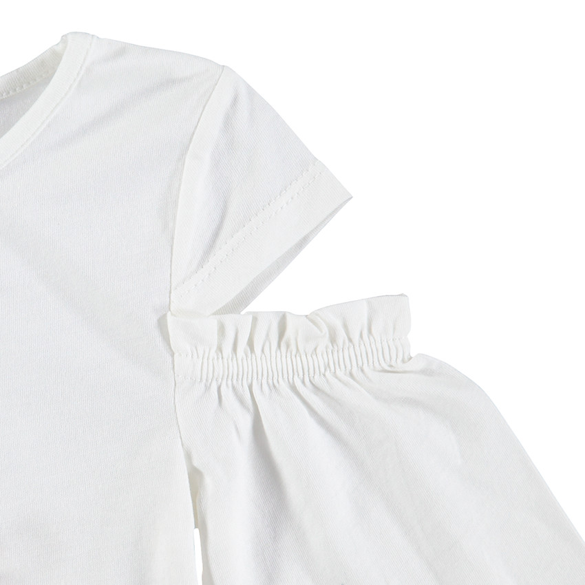 Tee-shirt manches courtes à épaules ajourées et fleurs printées 