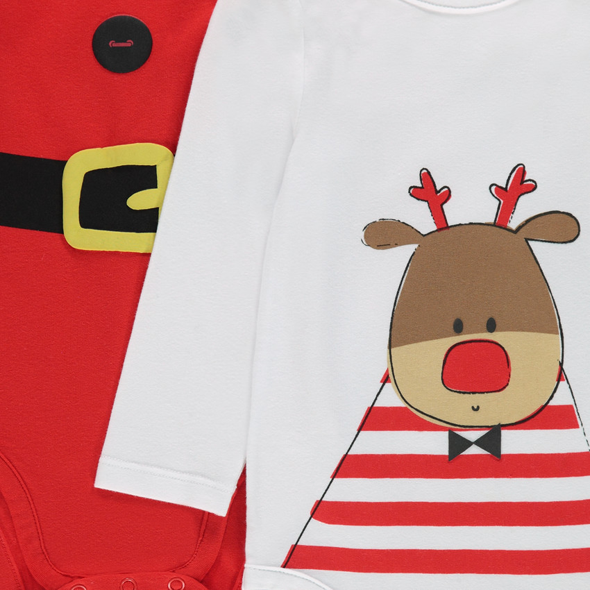 Lot de 2 bodies manches longues motif esprit Noël 