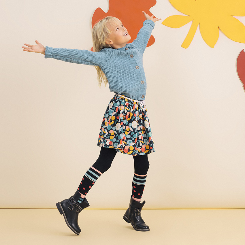 Jupe fluide à motif floral all-over et ceinture tressée 