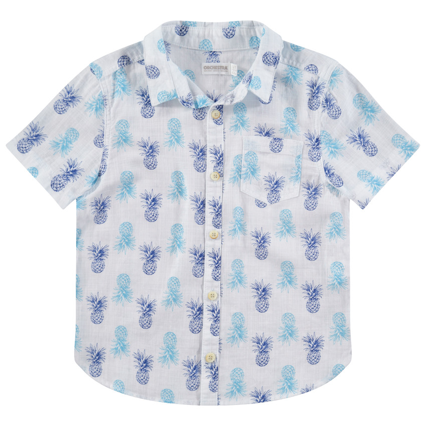 Chemise manches courtes avec ananas imprimés all-over 