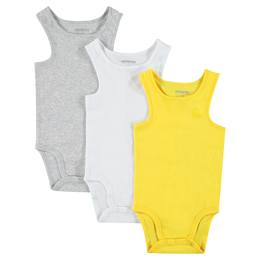 Lot de 3 bodies sans manches avec logo moustache printé 