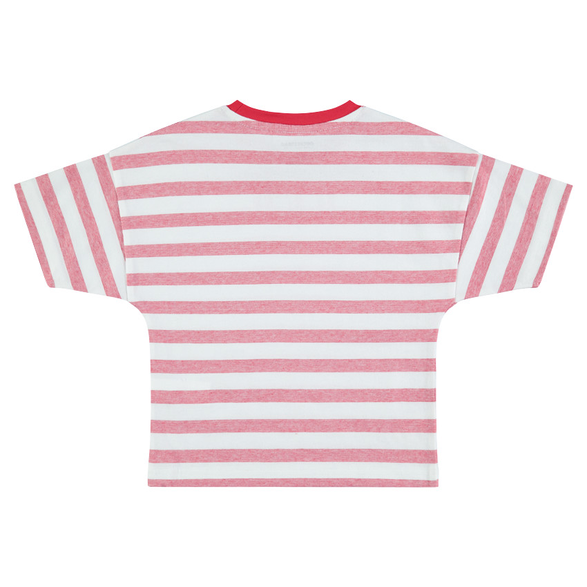 Tee-shirt manches courtes à rayures all-over avec inscription printée 