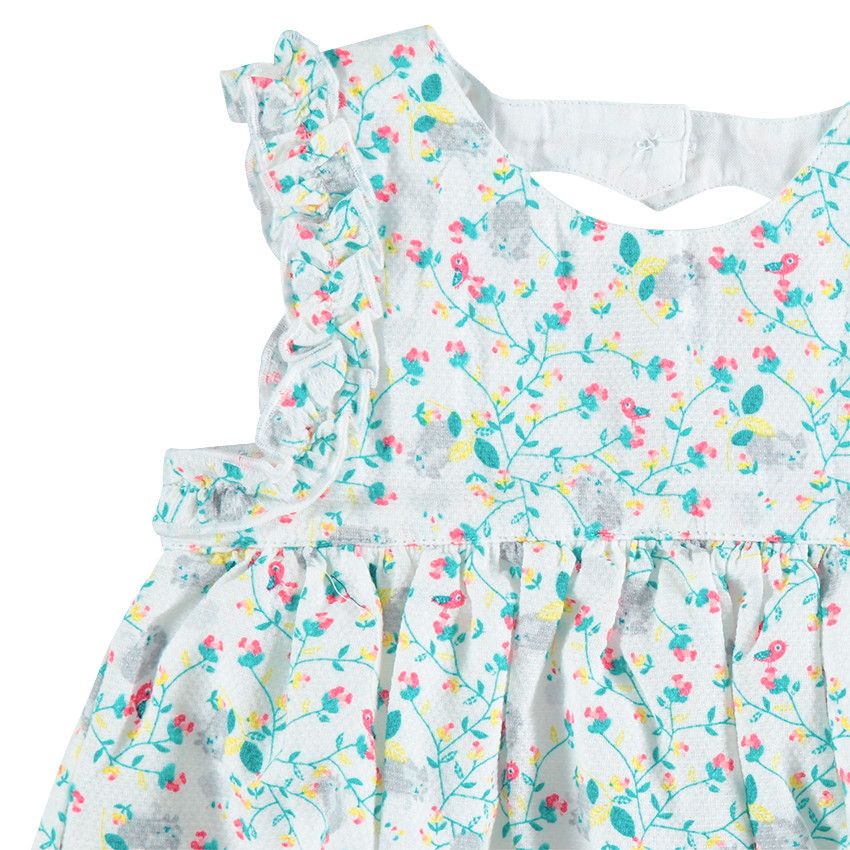 Ensemble avec tunique à fleur et bloomer avec chat brodé 