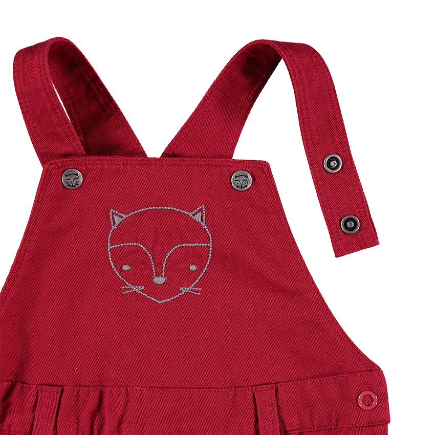 Salopette en coton avec renard brodé 