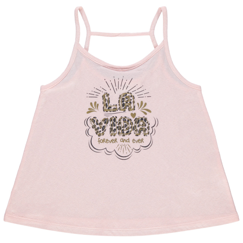 Débardeur à fines bretelles et message printé effet léopard 