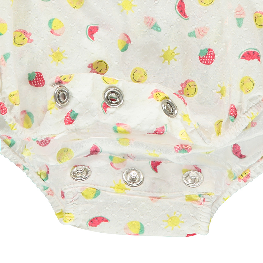 Combinaison courte style barboteuse imprimée all-over Smiley 