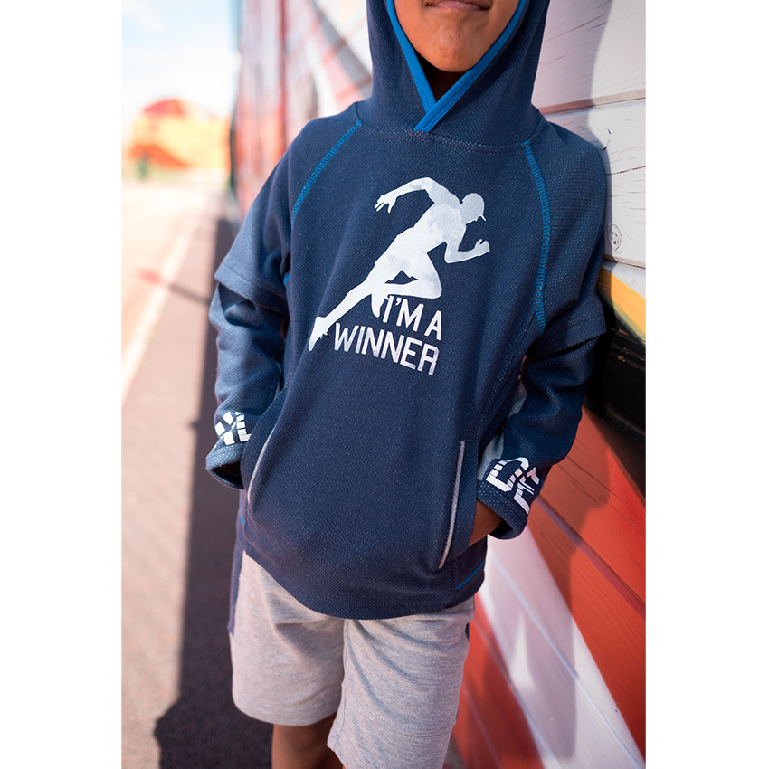 Sweat en molleton à capuche avec print esprit sport et poches zippées 