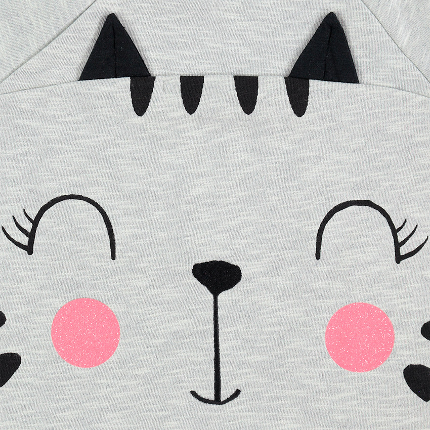 Sweat en molleton avec chat printé et détails pailletés 